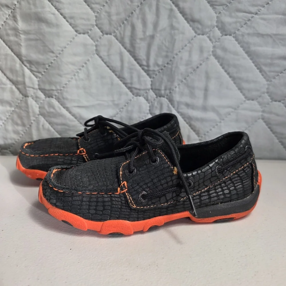 Twisted X Kids Sz 2M WDM0062 Black Orange  Croc Boat Shoe Slip On